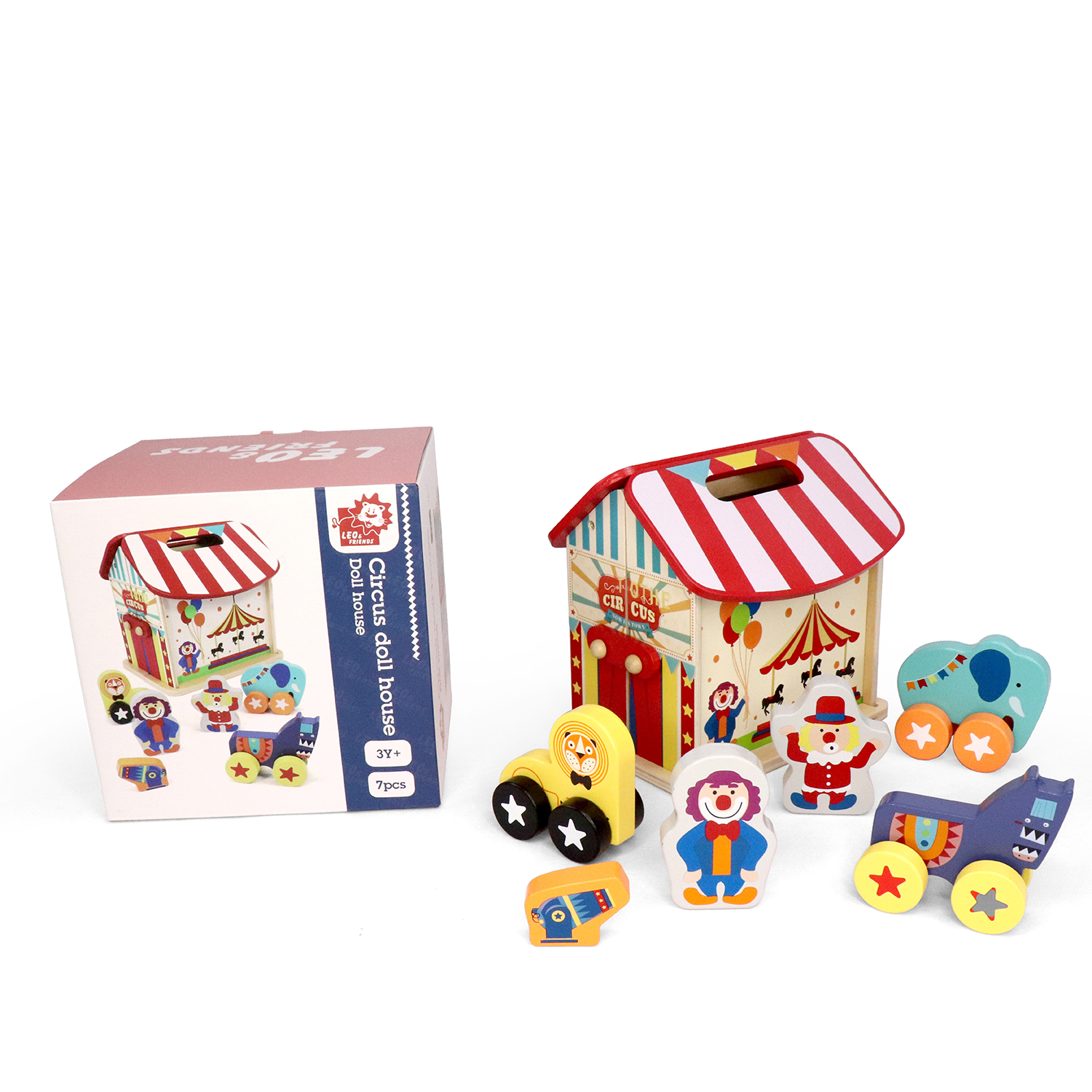 L&F Circus Doll House, 7 Pieces of Wooden, Non-Toxic Circus Parts, Perfect for Kids Ages 3 and Up | Build, Sort, and Organize, Box Circus for Preschoolers | Great Birthday or Christmas Present