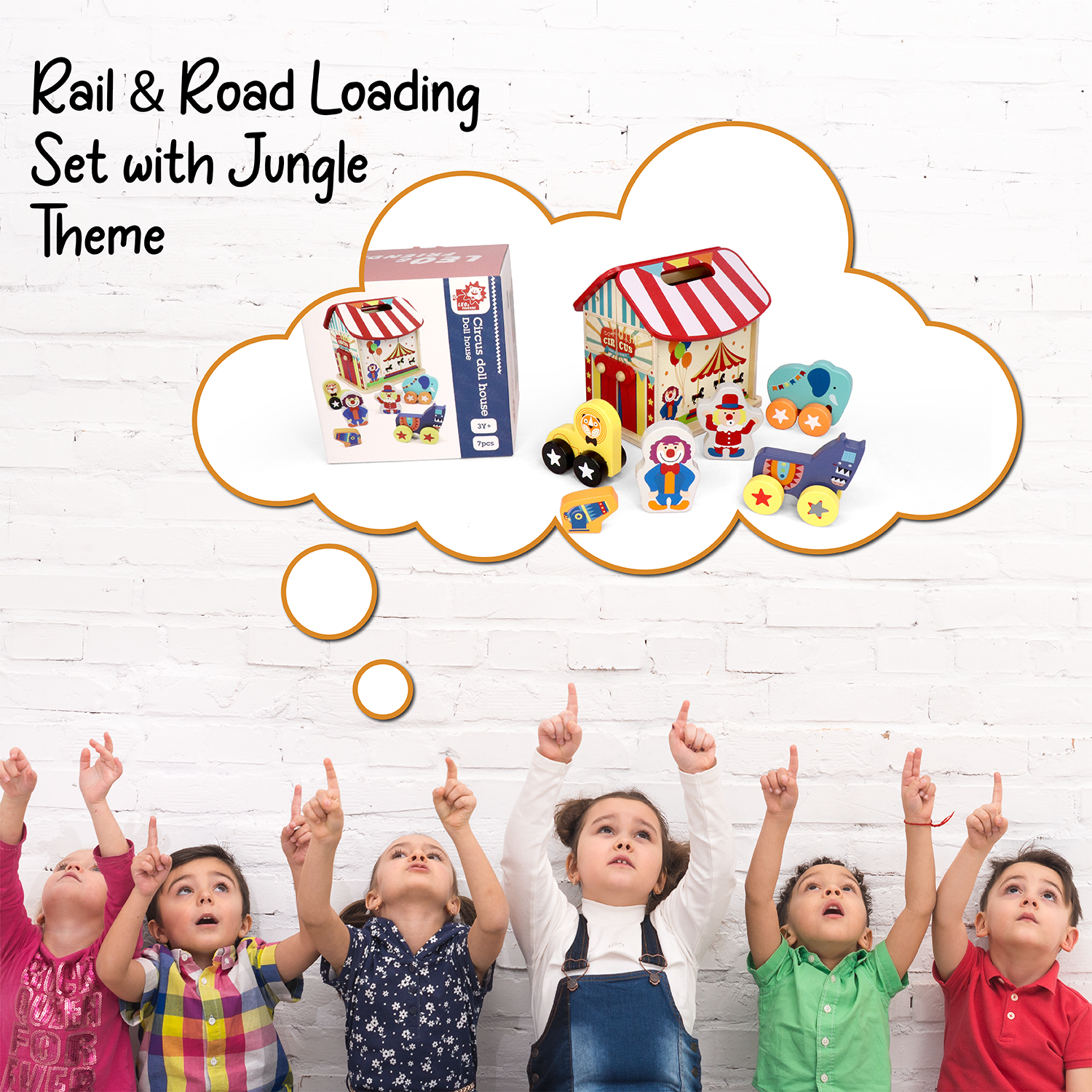 L&F Circus Doll House, 7 Pieces of Wooden, Non-Toxic Circus Parts, Perfect for Kids Ages 3 and Up | Build, Sort, and Organize, Box Circus for Preschoolers | Great Birthday or Christmas Present