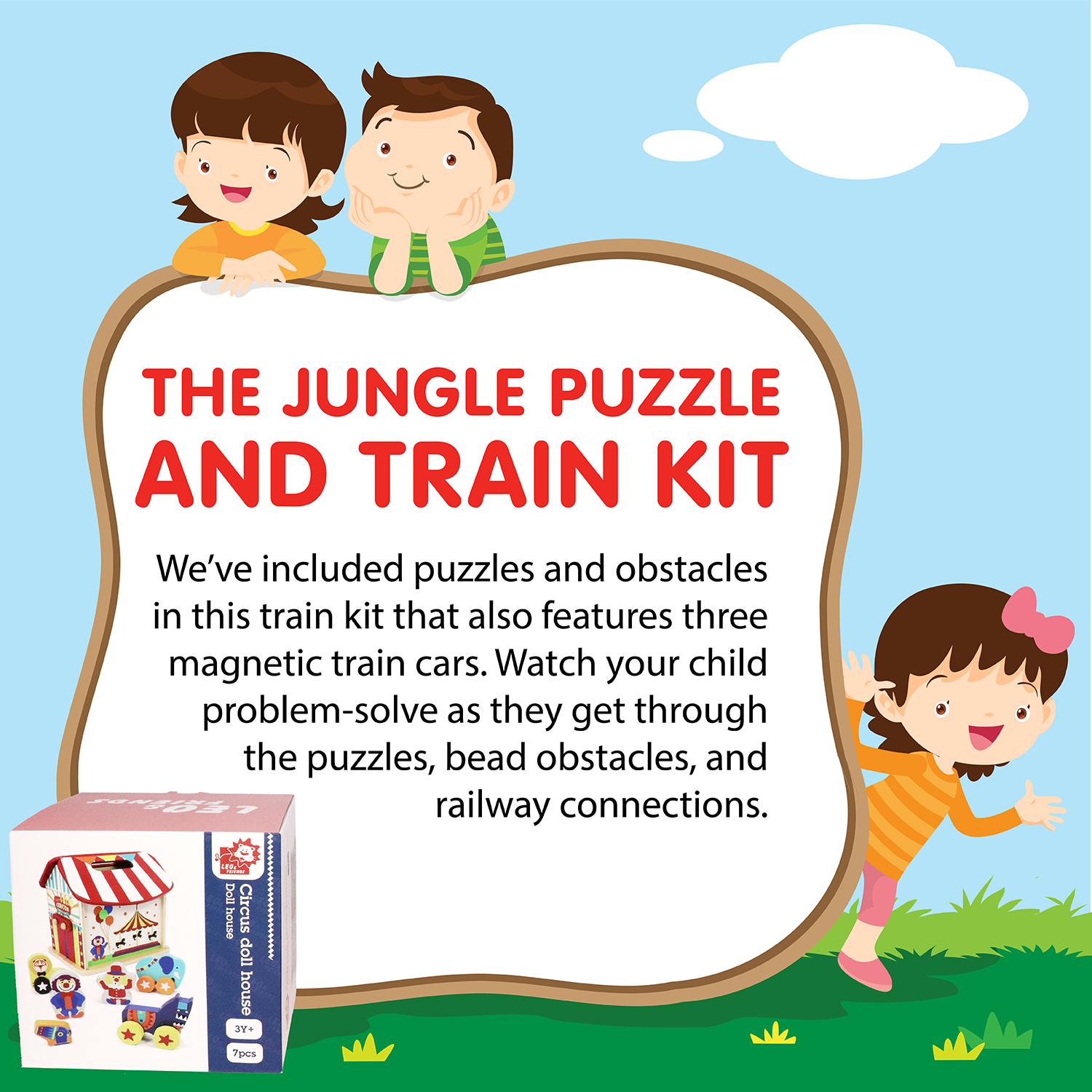 L&F Circus Doll House, 7 Pieces of Wooden, Non-Toxic Circus Parts, Perfect for Kids Ages 3 and Up | Build, Sort, and Organize, Box Circus for Preschoolers | Great Birthday or Christmas Present