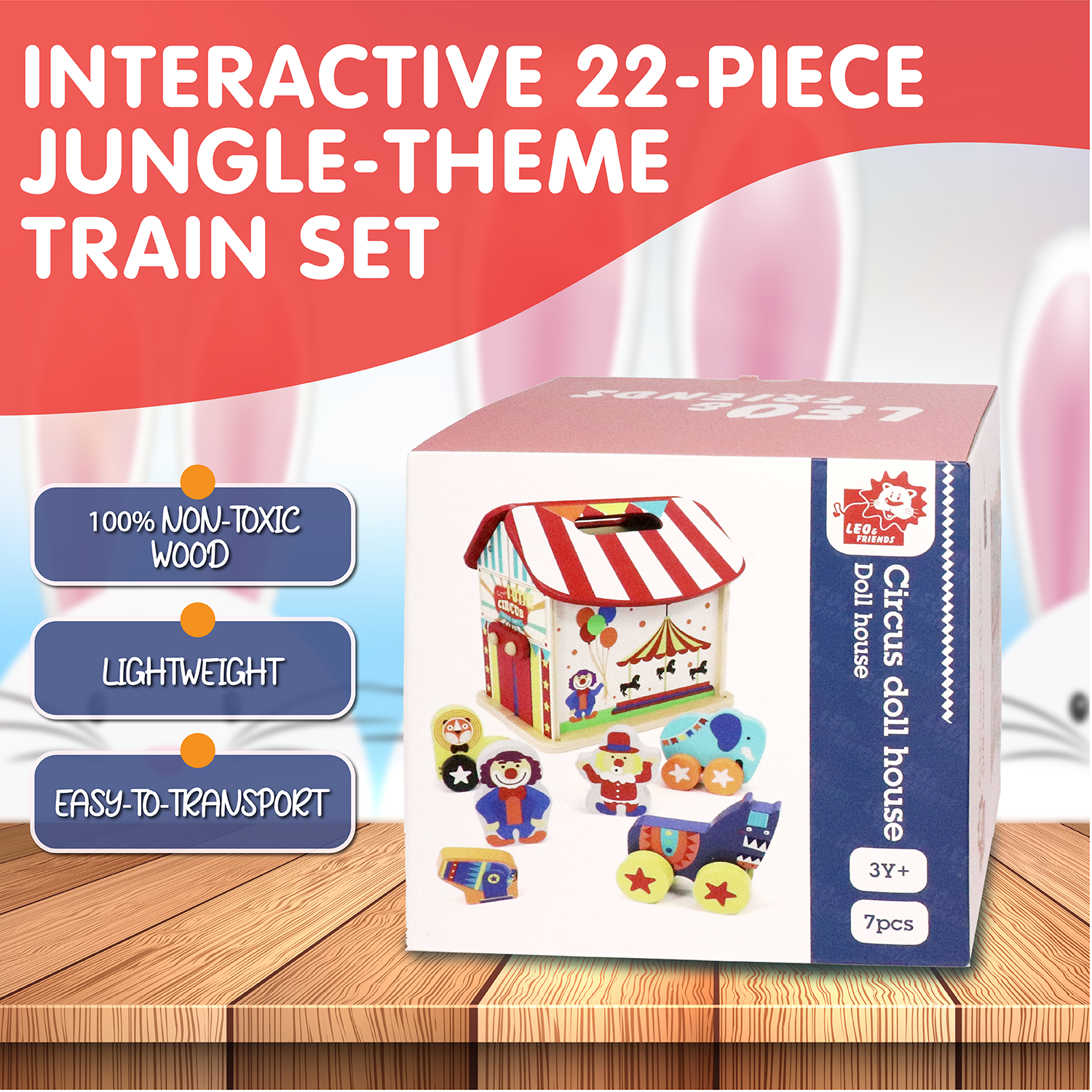 L&F Circus Doll House, 7 Pieces of Wooden, Non-Toxic Circus Parts, Perfect for Kids Ages 3 and Up | Build, Sort, and Organize, Box Circus for Preschoolers | Great Birthday or Christmas Present