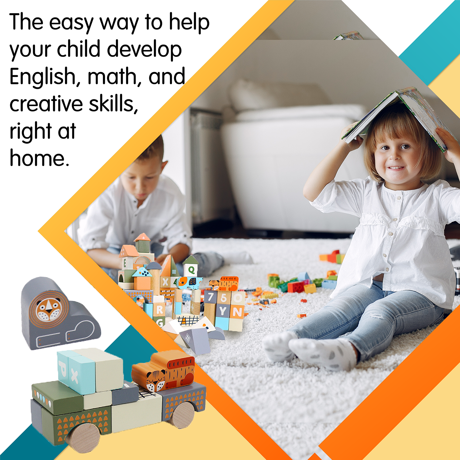 Leo & Friends Count & Spell Blocks Set for Toddlers/101 Pieces | ABC Blocks, Math Blocks, and Counting Blocks, Educational Toy Set for Kids Ages 1 Through 5 | Perfect Assorted Size and Shapes Block Kit for Holidays, Birthdays, & More