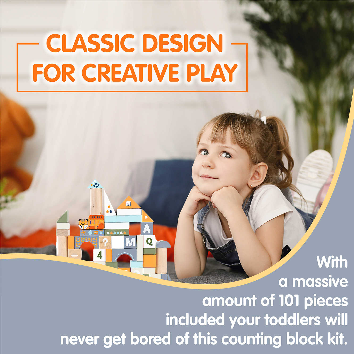 Leo & Friends Count & Spell Blocks Set for Toddlers/101 Pieces | ABC Blocks, Math Blocks, and Counting Blocks, Educational Toy Set for Kids Ages 1 Through 5 | Perfect Assorted Size and Shapes Block Kit for Holidays, Birthdays, & More