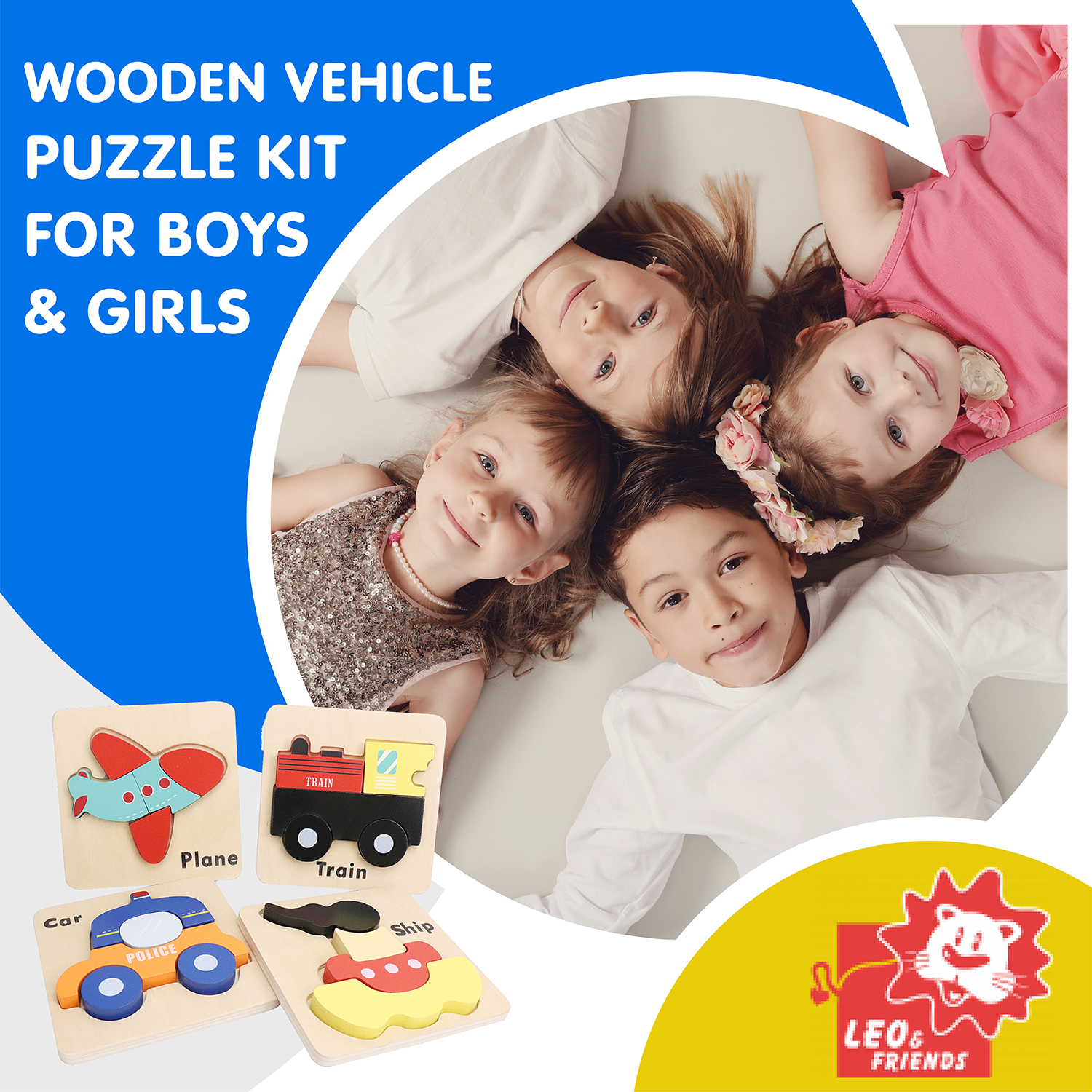 Wooden Vehicle Puzzle Kit for Boys and Girls, Includes 23 Different Pieces and 1 Plane, 1 Train, 1 Ship, and 1 Car | Educational Children’s Building Peg Puzzle Toy, Perfect Birthday Present