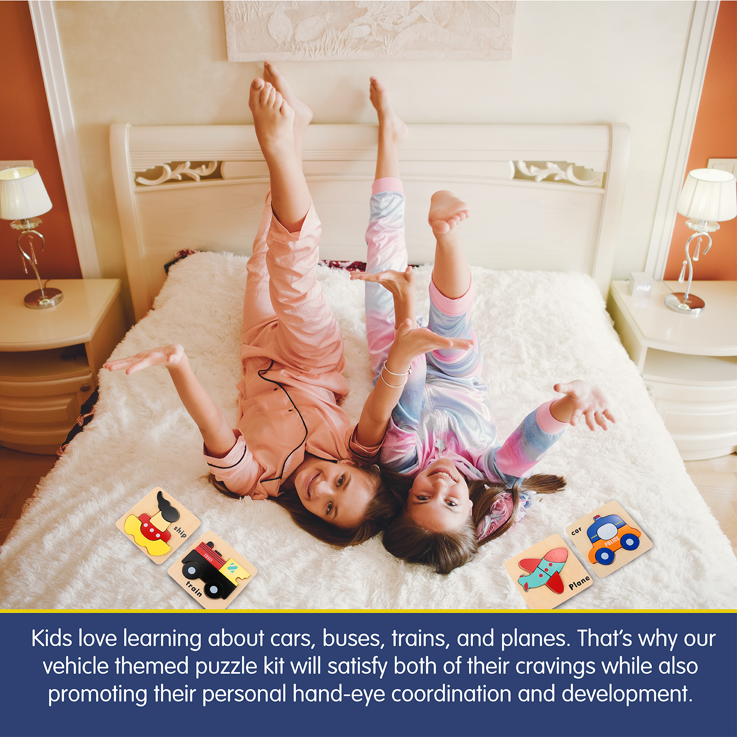 Wooden Vehicle Puzzle Kit for Boys and Girls, Includes 23 Different Pieces and 1 Plane, 1 Train, 1 Ship, and 1 Car | Educational Children’s Building Peg Puzzle Toy, Perfect Birthday Present