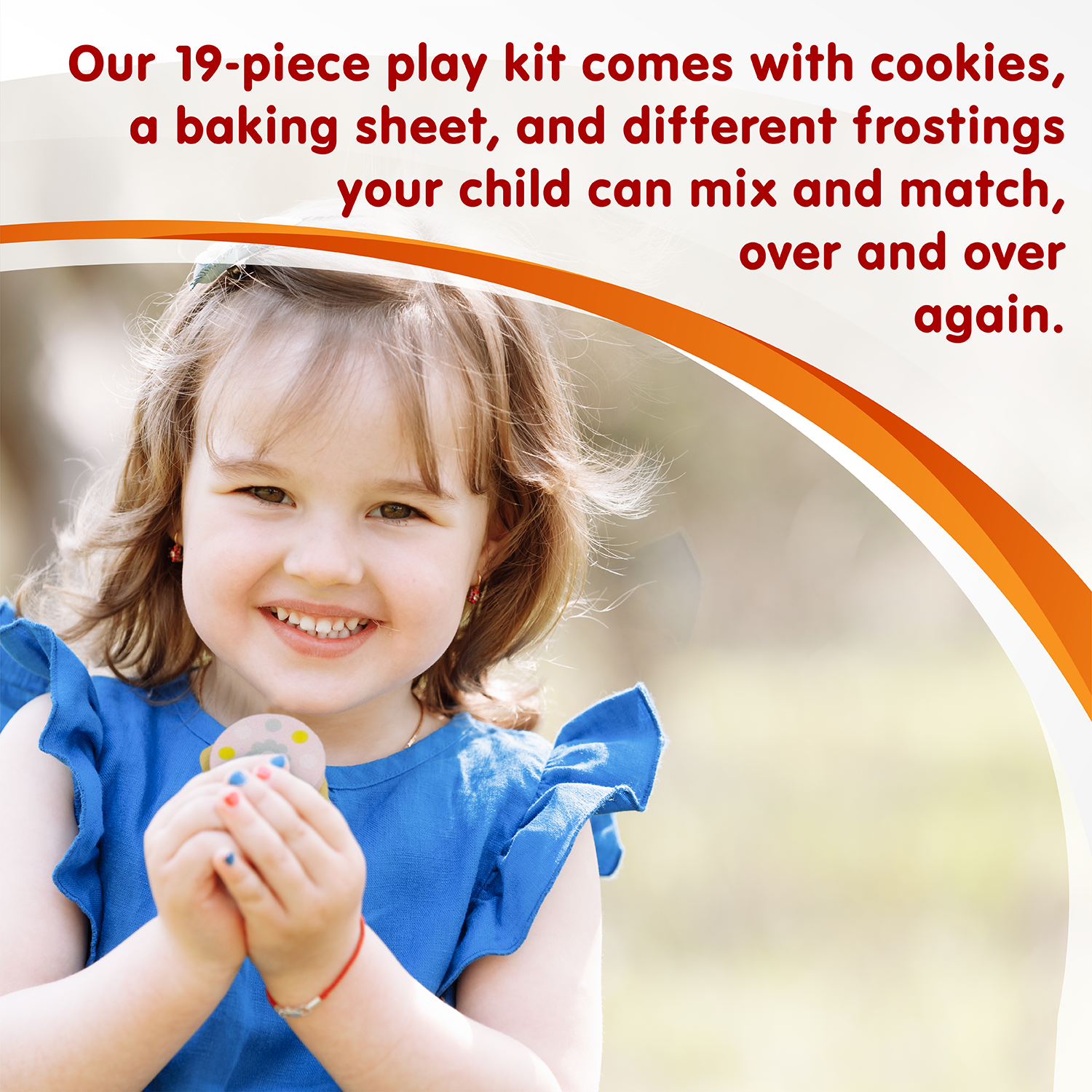 L&F Bake Set Kitchen with 19-Pieces Included, Made for Toddlers 3-Years+ | 9 Cookies, 9 Frostings, 1 Bake Sheet | Perfect Development Baking Toy for Birthdays, Preschool, Holidays