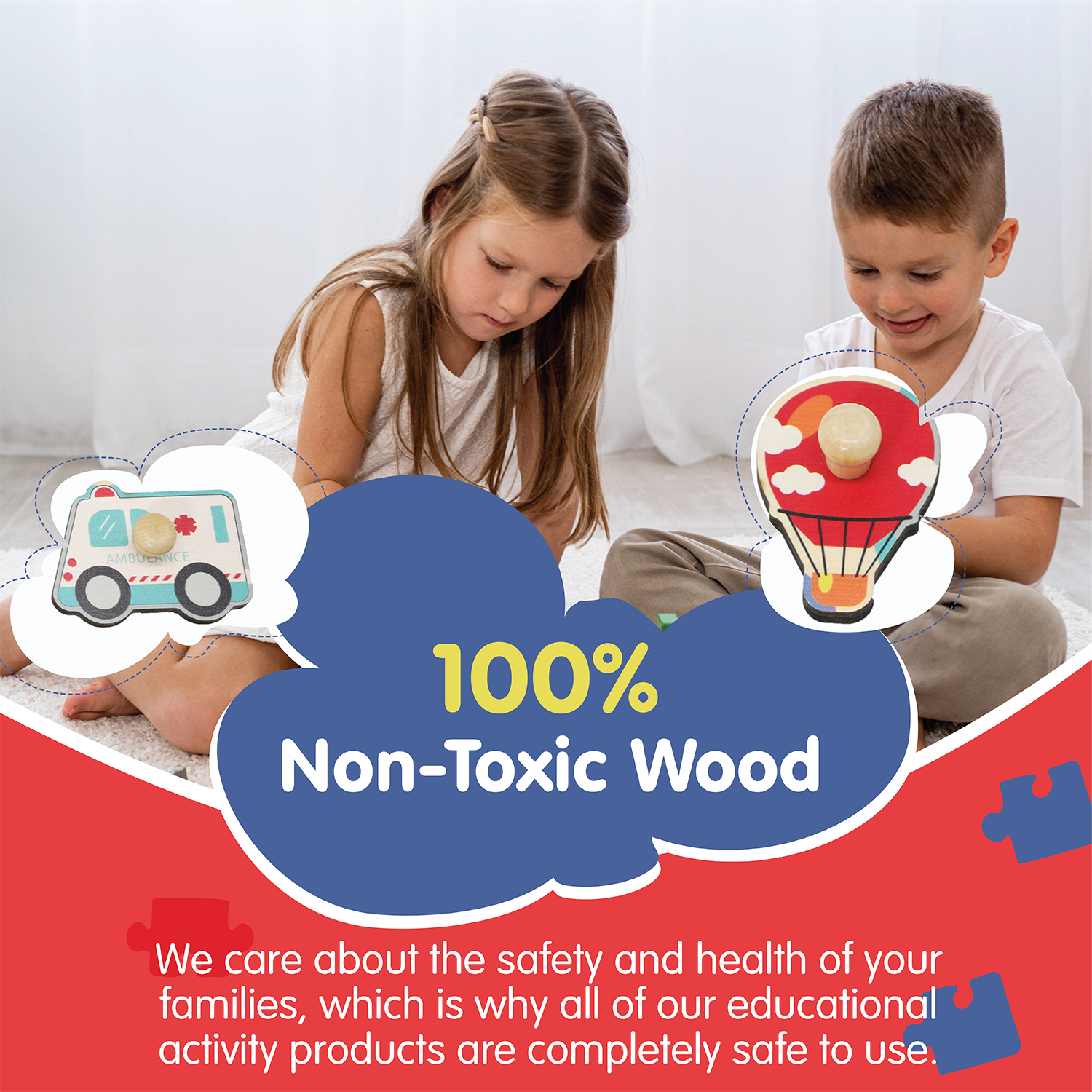 Leo & Friends Vehicle Peg Puzzle for 24-Months+ | Unisex Toddler Puzzle, Comes with 10-Pieces, Features Planes, Boats, Cars, Buses & More | Perfect Educational Gift, Made with 100% Premium Non-Toxic Wood