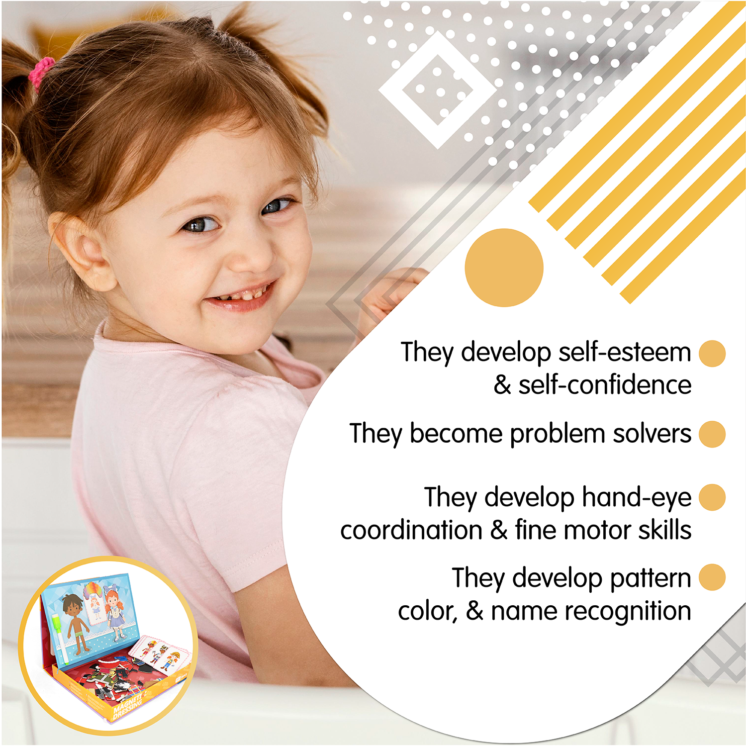 Leo & Friends Magnetic Dressing Kit, 66-Pieces, Made for Kids 3-Years-Old+ | Educational Play-Pretend Dress-Up Puzzle Kit, Perfect Birthday or Holiday Present | Two Playsets in One