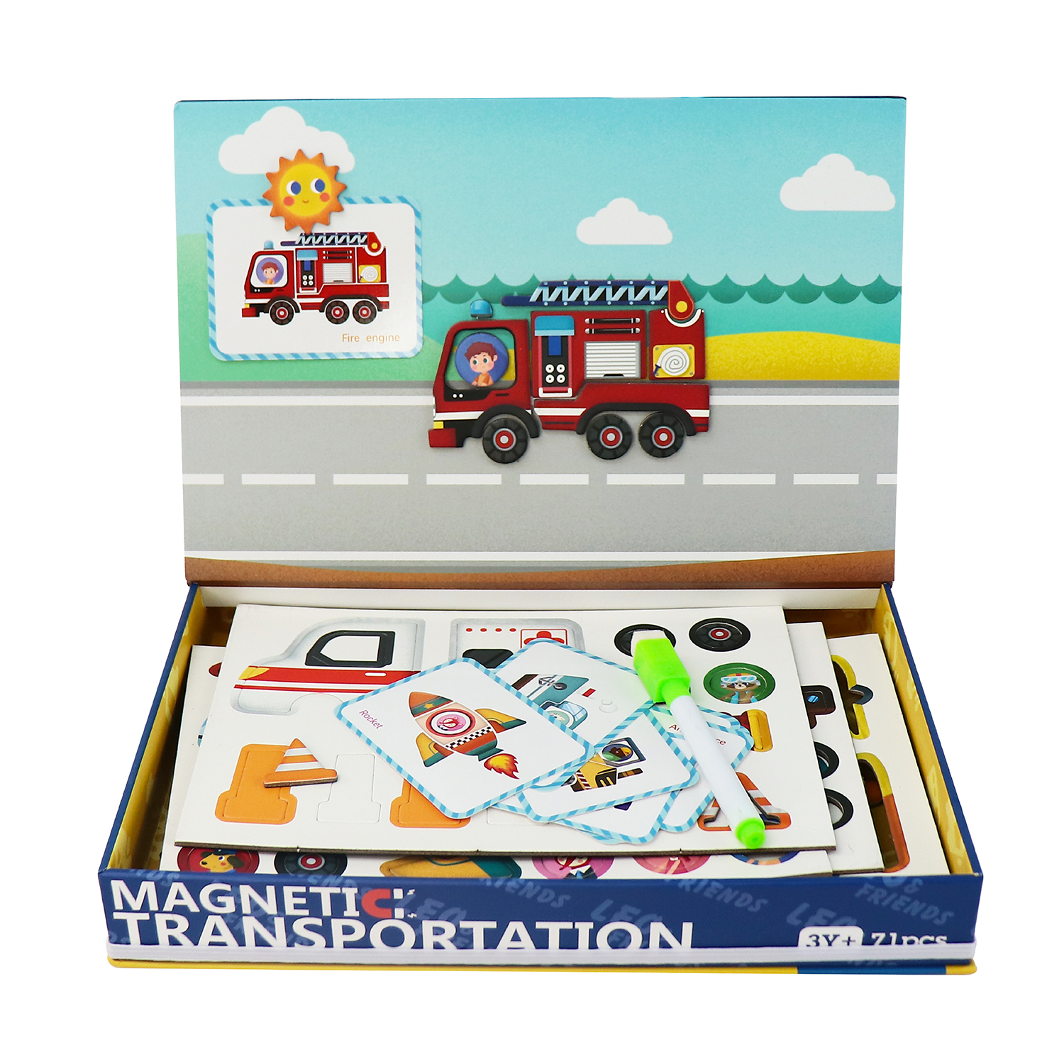Leo & Friends Transportation Playset, 71-Pieces, Made for Kids 3-Years-Old+ | Educational Play-Pretend Vehicle Puzzle Kit, Perfect Birthday or Holiday Present