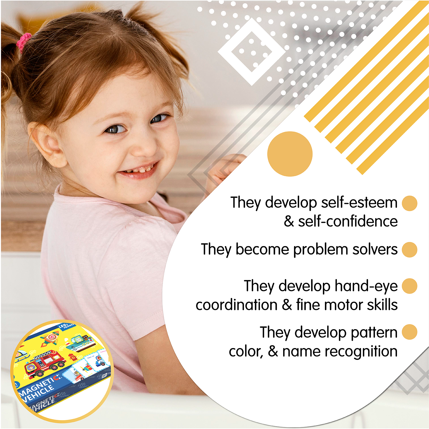 Leo & Friends Transportation Playset, 71-Pieces, Made for Kids 3-Years-Old+ | Educational Play-Pretend Vehicle Puzzle Kit, Perfect Birthday or Holiday Present