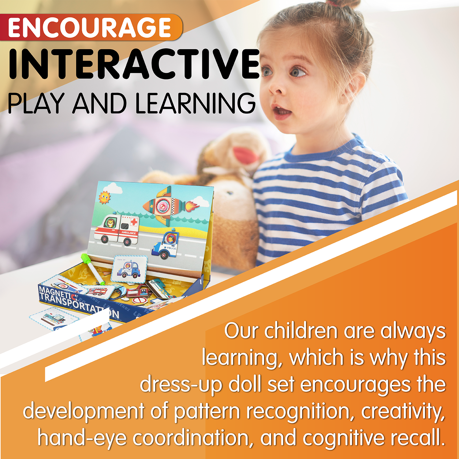 Leo & Friends Transportation Playset, 71-Pieces, Made for Kids 3-Years-Old+ | Educational Play-Pretend Vehicle Puzzle Kit, Perfect Birthday or Holiday Present