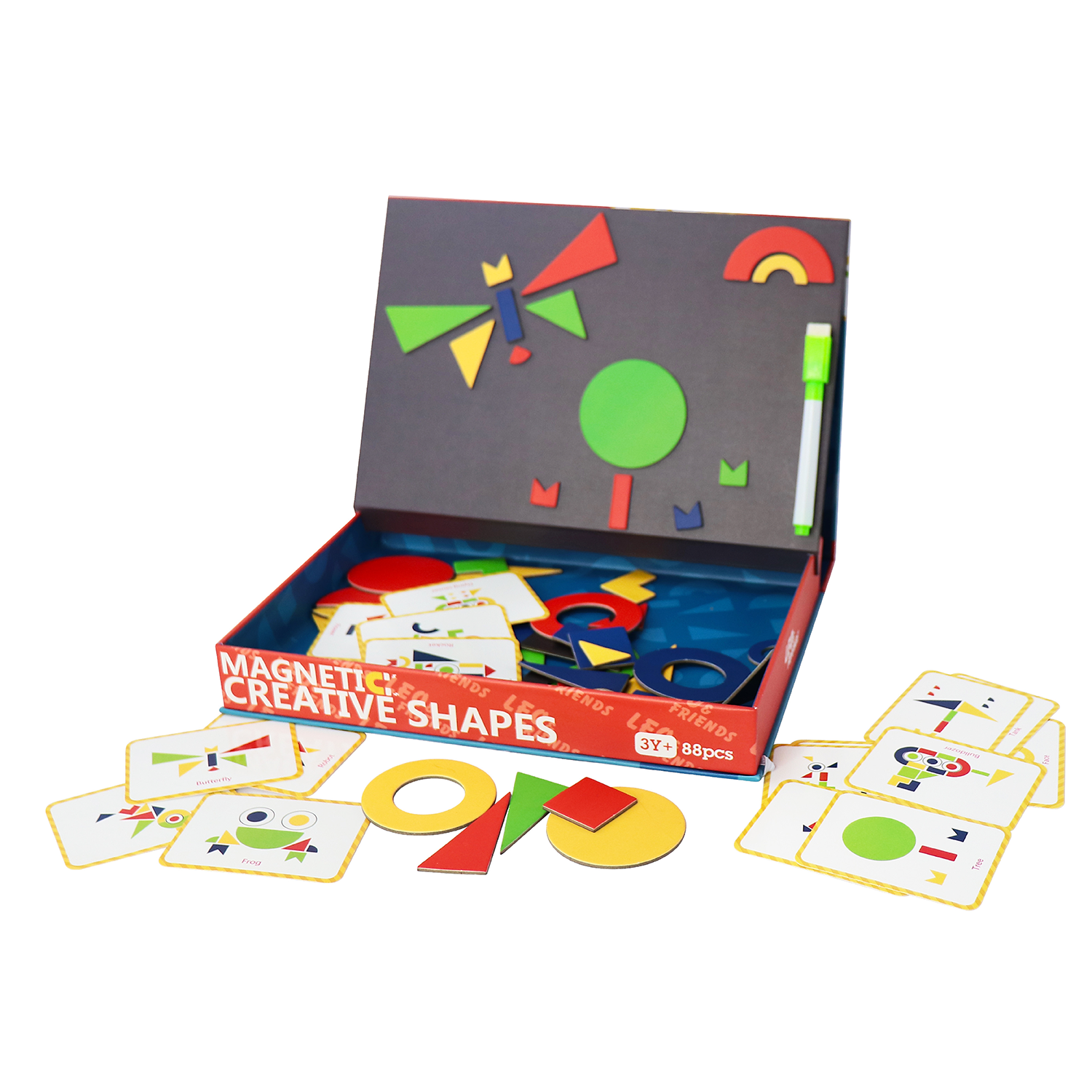 Leo & Friends Magnetic Creative Shapes Playset, 88-Pieces, Made for Kids 3-Years-Old+ | Educational Play-Pretend Shape and Color Puzzle Kit, Perfect Birthday or Holiday Present