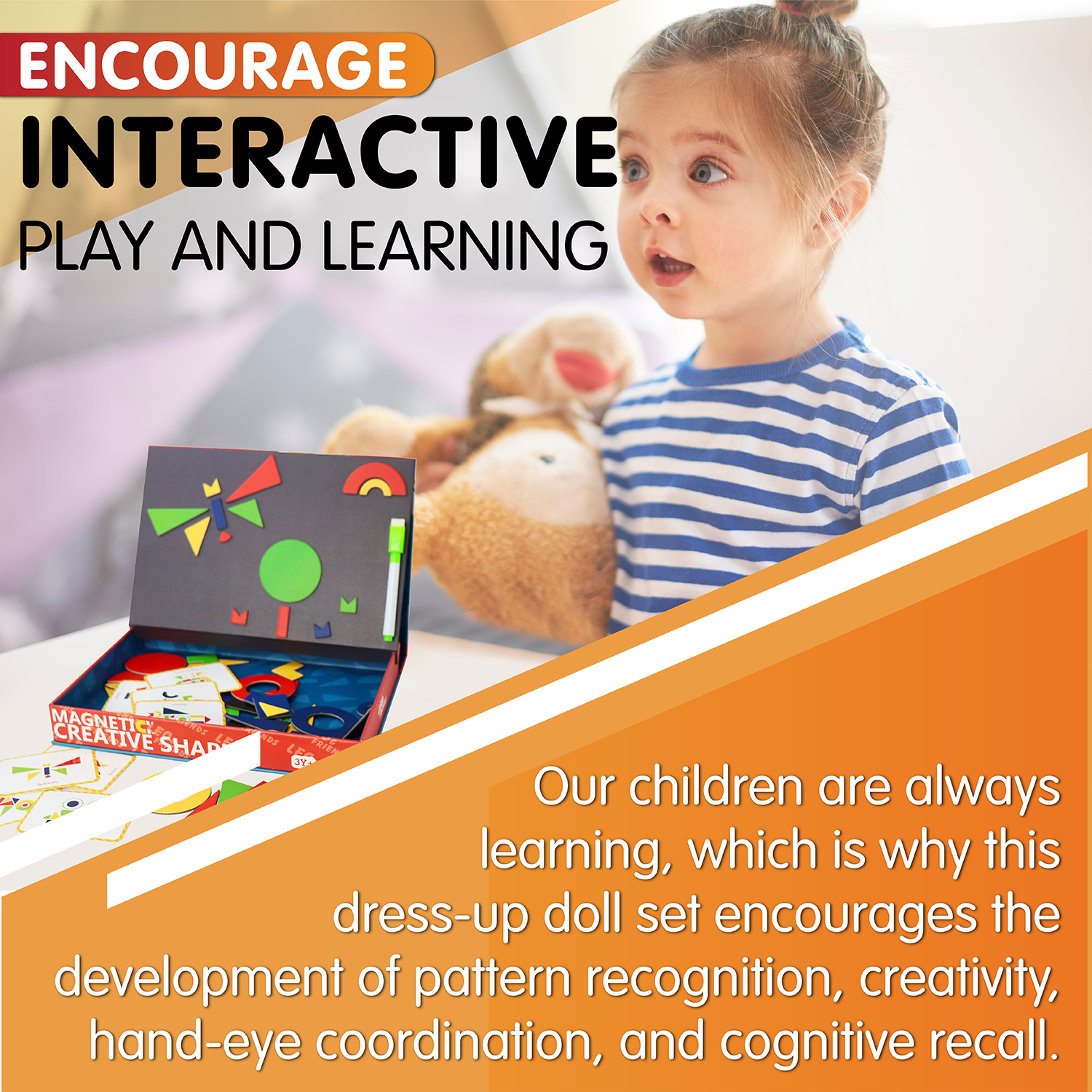 Leo & Friends Magnetic Creative Shapes Playset, 88-Pieces, Made for Kids 3-Years-Old+ | Educational Play-Pretend Shape and Color Puzzle Kit, Perfect Birthday or Holiday Present