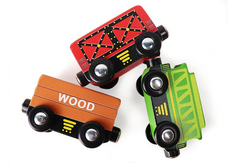 Leo and Friends Train Cars (9 pcs) - Magnetic Train, Wooden Train Toys, Train Sets For Toddlers And Kids Ages 3, 4, 5