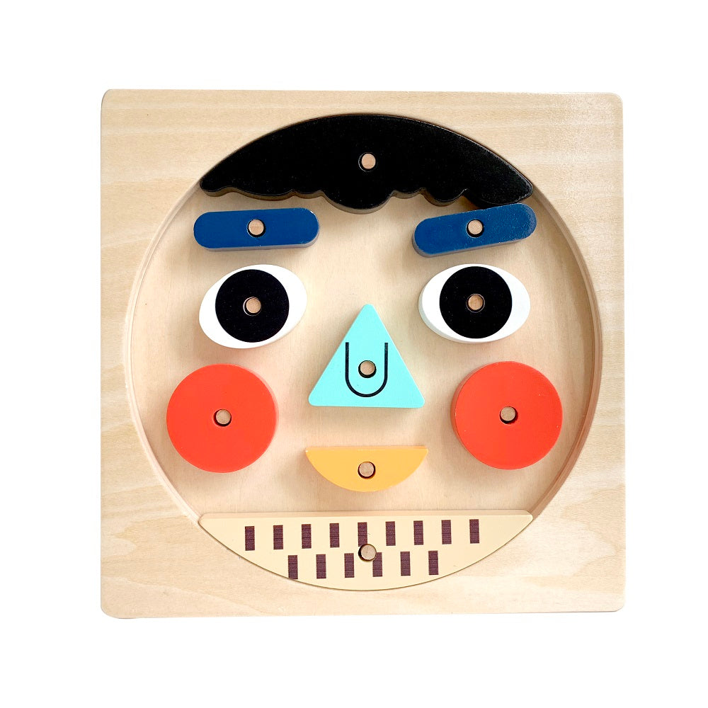 Leo & Friends Funny Faces Educational Wooden Puzzle for Toddlers | 10-Piece Safe Puzzle with Wooden Board, Makes Funny Faces, Creative Play for Kids for Holidays or Birthdays