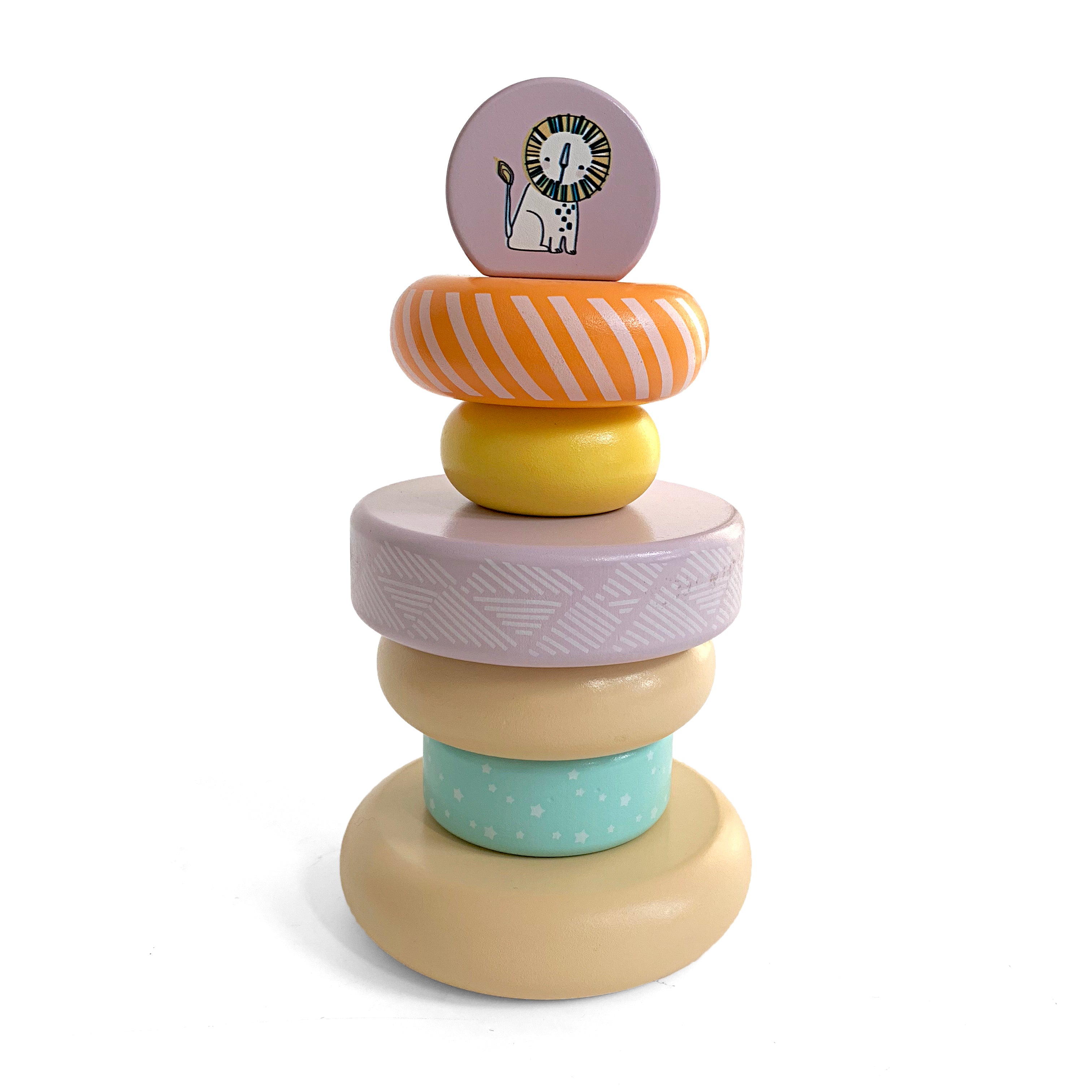 Leo & Friends Wooden Stacking Toys, 6 Wooden Rings, 1 Lion Crown On Top | Montessori-Approved Education Kid’s Ring Stacking Tower, Perfect Christmas or Birthday Present