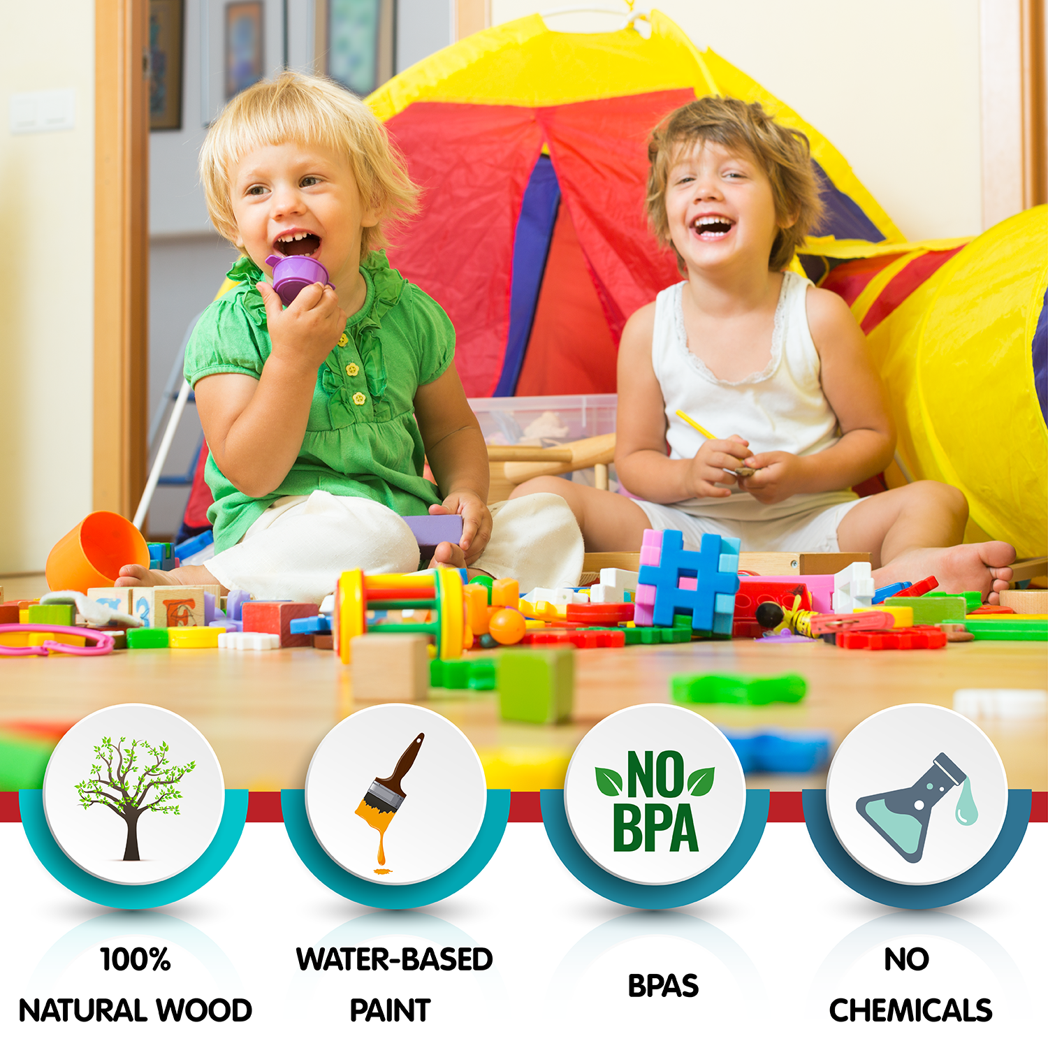 L&F Zoo Stacking Game, 77 Different Pieces Included | Perfect for Kids 3-Years+, Use with Preschoolers or Kid’s Birthday/Christmas Present | BPA-Free, Made with Non-Toxic Wood and Water-Based Paint