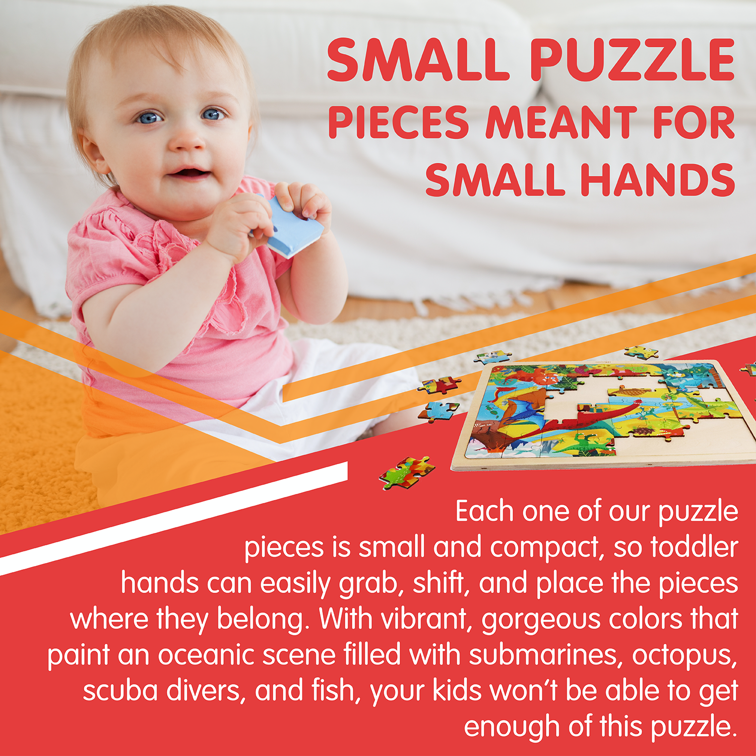 Leo & Friends Dinosaur World Kid’s Puzzle, 48-Pieces for 3-Years-Old+ | Promotes Dexterity, Problem-Solving, and Creativity | Durable Wooden Puzzle Kit, Educational Gift for Kids Ages 3-6