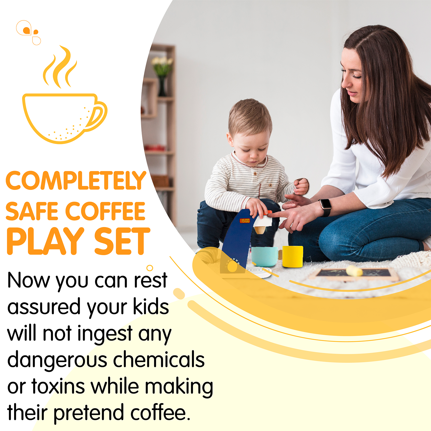 Leo & Friends Wooden Coffee Maker Set - 6 Piece Coffee Grinder Kit for Kids 3+ | Perfect Educational Wooden Play Kitchen Set Gift for Holidays & Birthdays