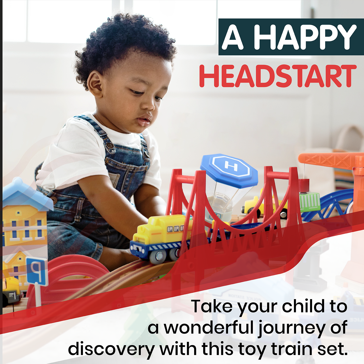 Leo and Friends Railway City Set - Creative Construction Kit for Preschoolers - Wooden Building Blocks for Kids, Educational Train Toys for Active Learning - Gifts for Children Ages 3+ - 100 Pieces