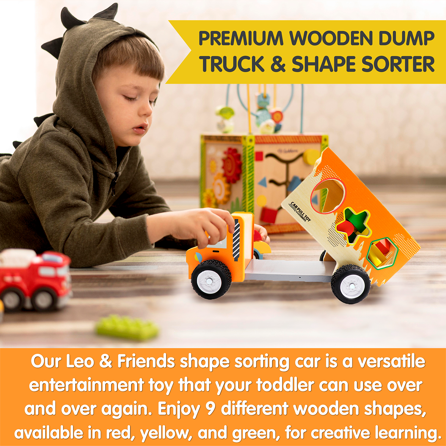 Leo & Friends Shape Sorting Dump Truck - Toddlers Educational Shape Sorter Car That Makes Playing Fun | Perfect Kid’s Toy for The Whole Family