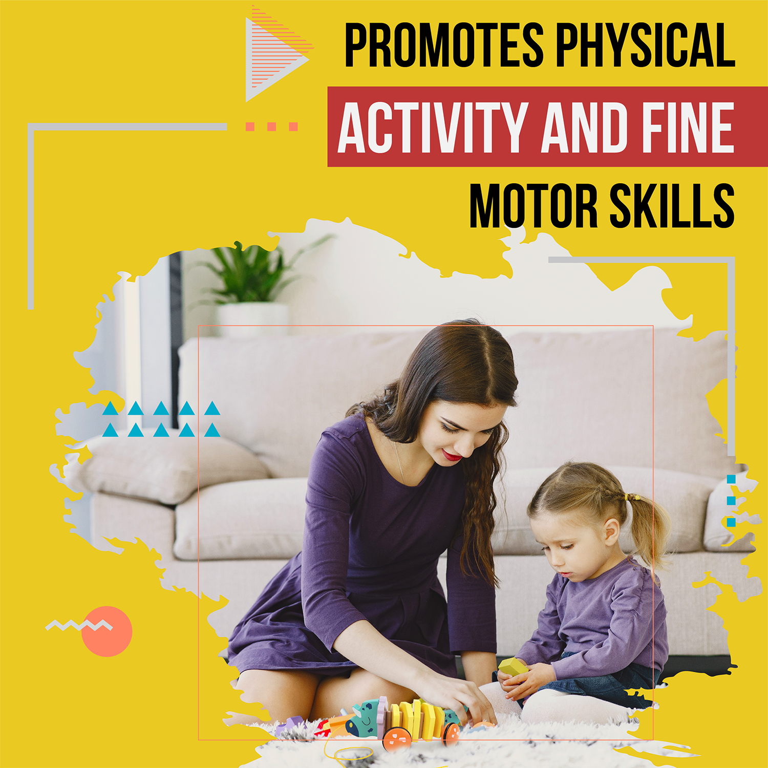 Leo & Friends Pull Along Walking Triceratops Wooden Toy for Boys and Girls | Flexible Dino Walk Along Toy, Pushes and Pulls | Rubbed Rimmed Wheels for Educational Fun, Perfect Birthday or Holiday Gift