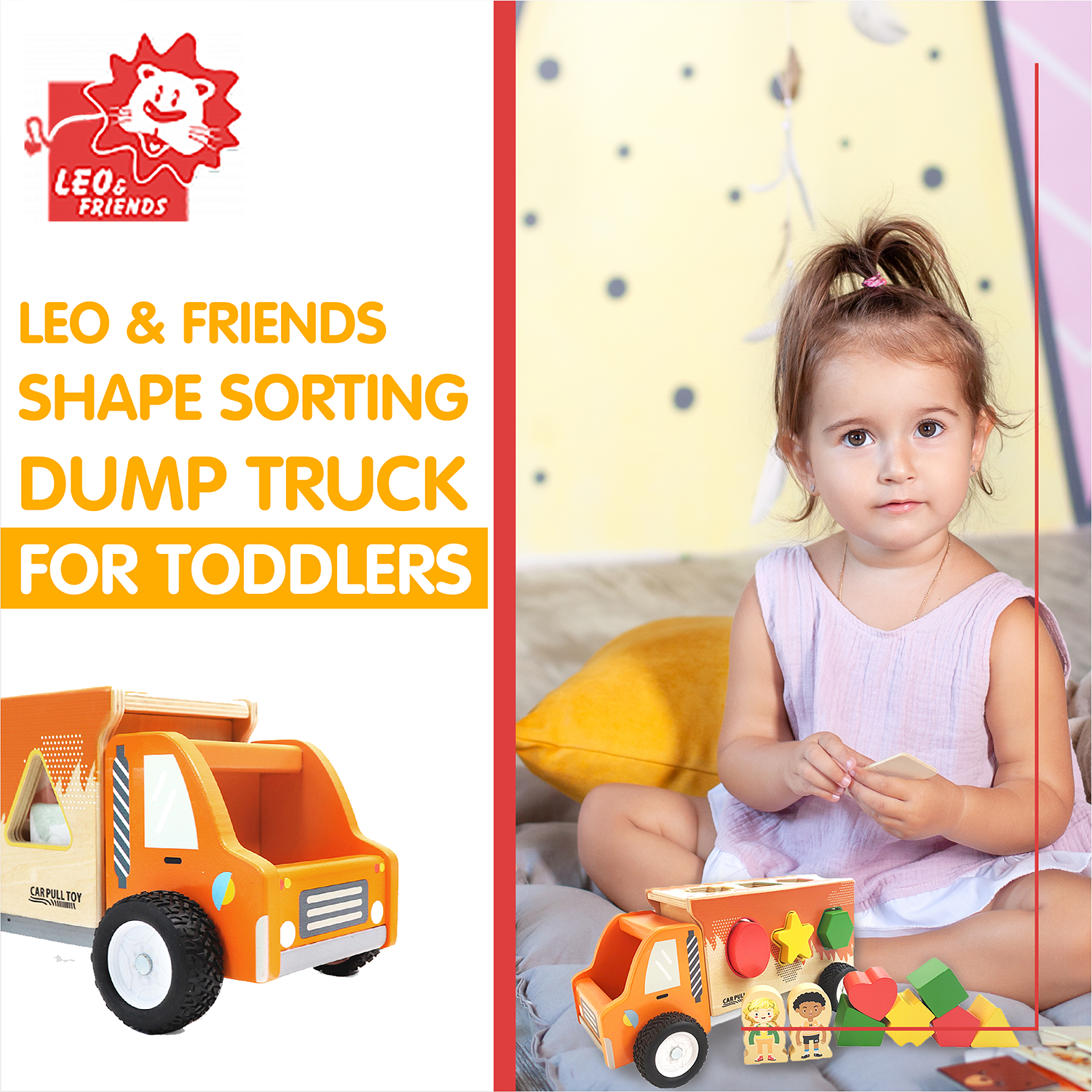 Leo & Friends Shape Sorting Dump Truck - Toddlers Educational Shape Sorter Car That Makes Playing Fun | Perfect Kid’s Toy for The Whole Family