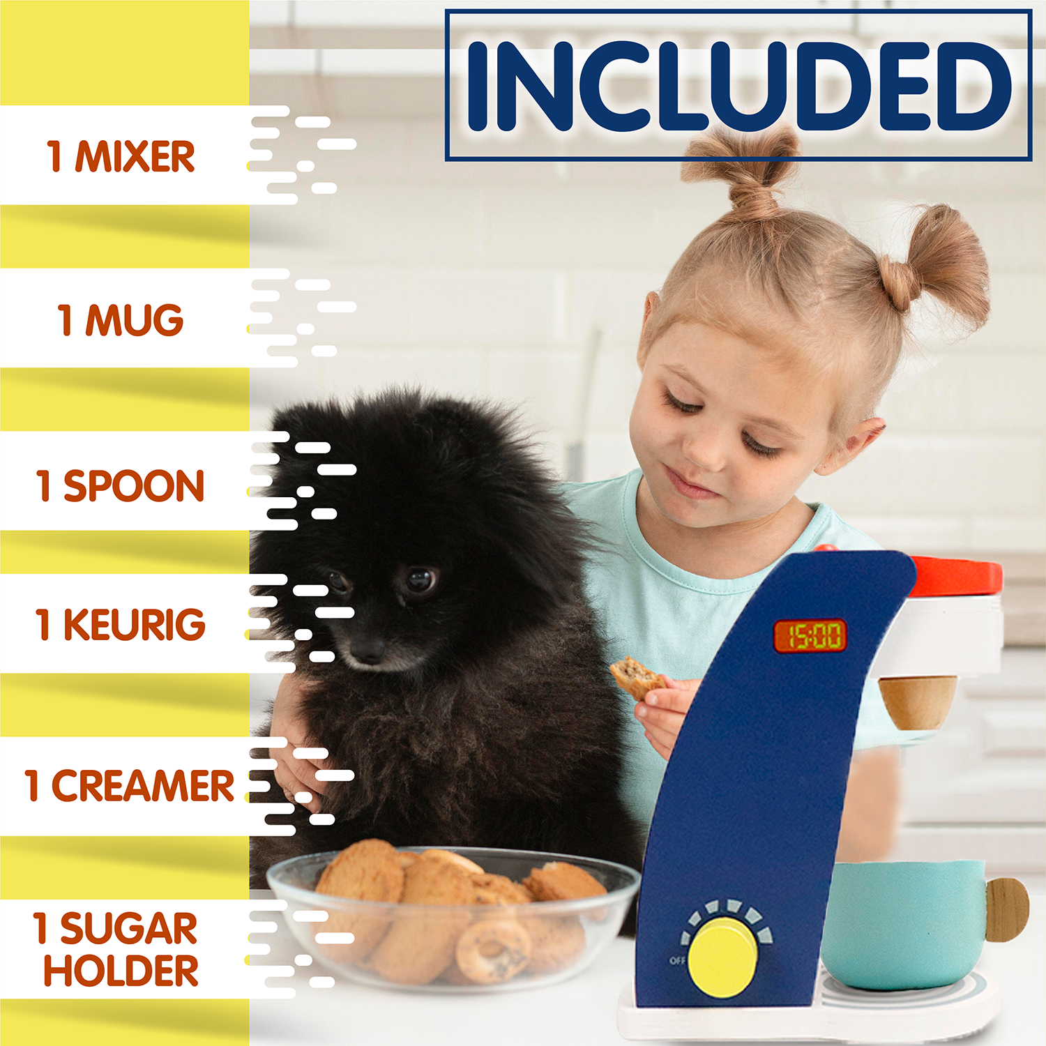 Leo & Friends Wooden Coffee Maker Set - 6 Piece Coffee Grinder Kit for Kids 3+ | Perfect Educational Wooden Play Kitchen Set Gift for Holidays & Birthdays