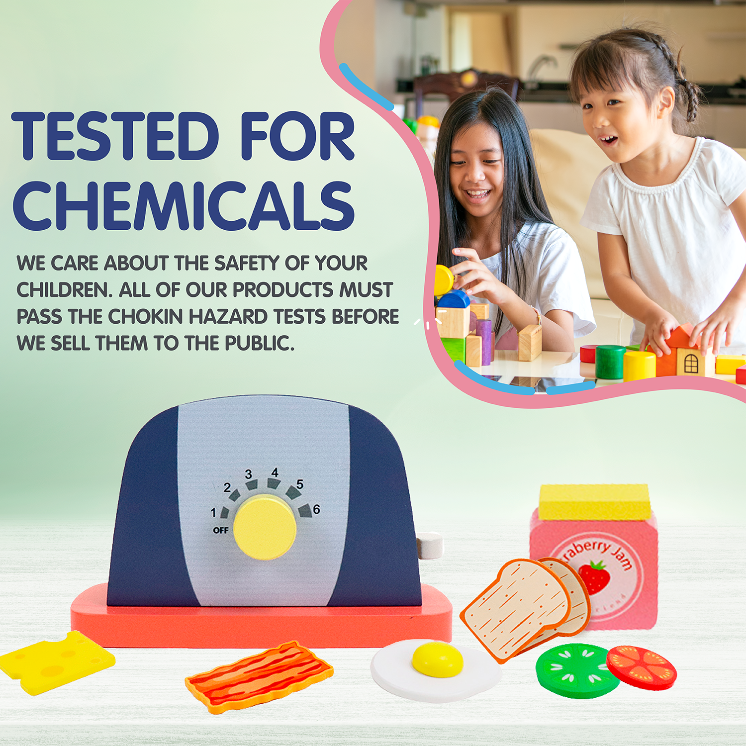 Leo & Friends Wooden Pop Up Toaster Set | 7 Piece Accessory Play Kitchen Wooden Toaster Toy for Children Ages 3-6 | Interactive Early Learning Made with High Quality Wood, Chemical-Free