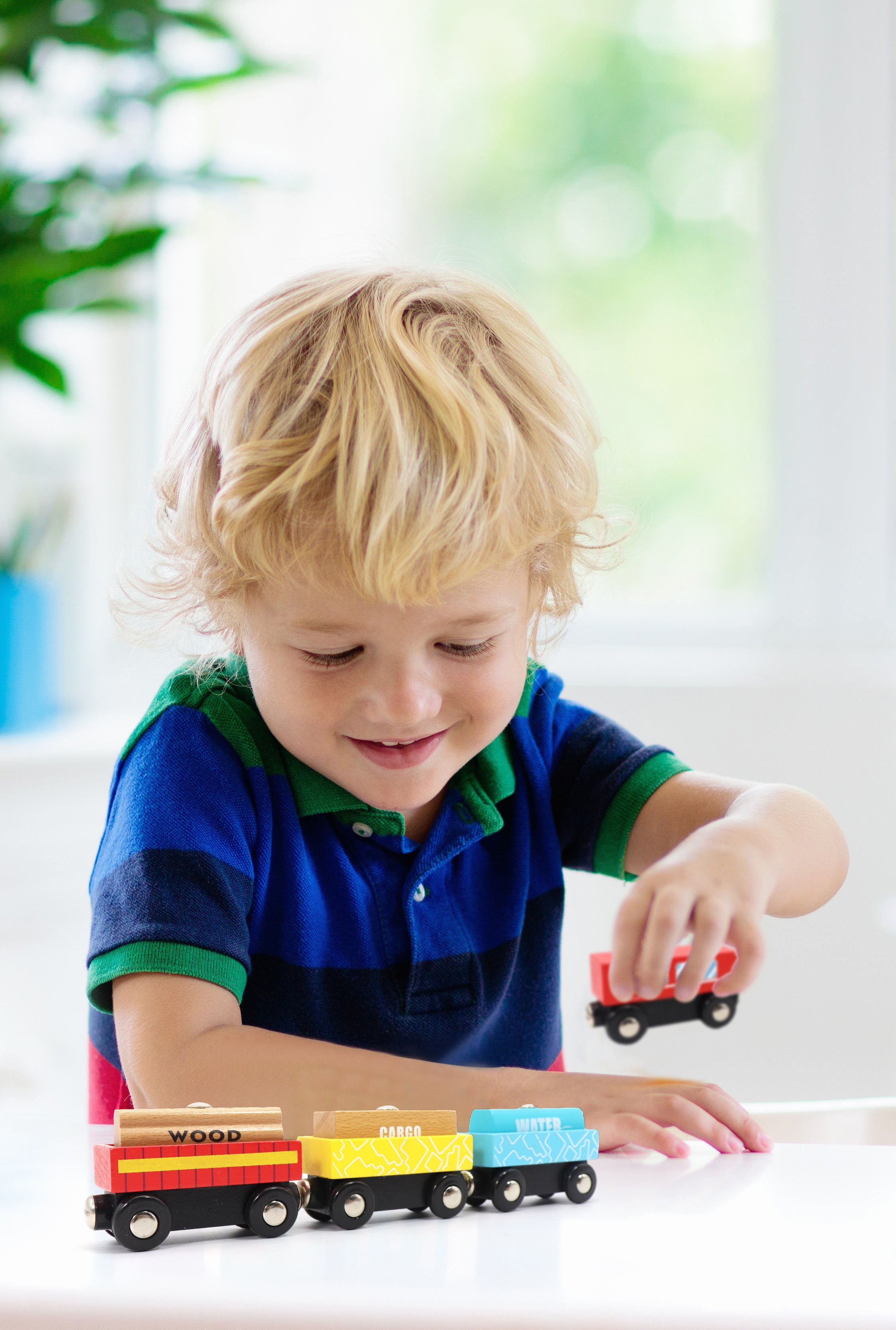 12-Piece Wooden Train Set for Kids, Ages 2, 3, 4, 5, and 6, Perfect for Preschoolers or Kid’s Birthday/Christmas Present | Includes Train Cars, Wagons, Freight Trucks, Magnet Connectors, Made with Non-Toxic Wood