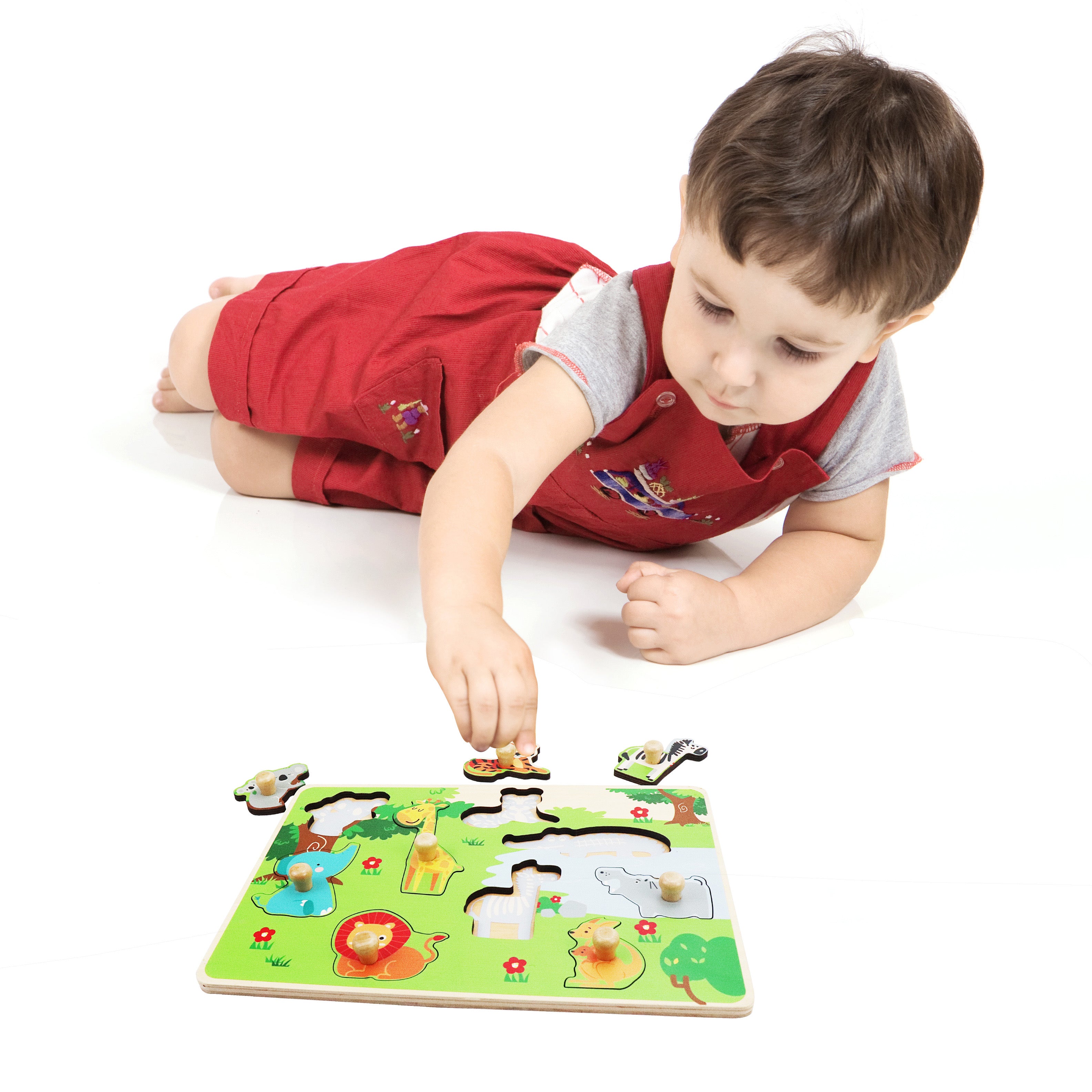 Leo & Friends Zoo Animal Peg Puzzle for 24-Months+ | Unisex Toddler Zoo Puzzle, Comes with 10-Pieces, Features, Zebra, Lion, Elephant, Tiger, Crocodile, & More | Perfect Educational Gift, Made with 100% Premium Non-Toxic Wood